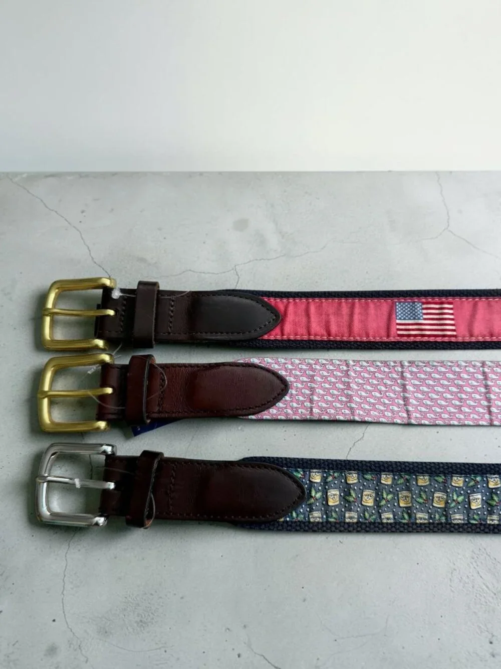 VINEYARD VINES Men’s Lot of 3 Patterned Belts Size US 30